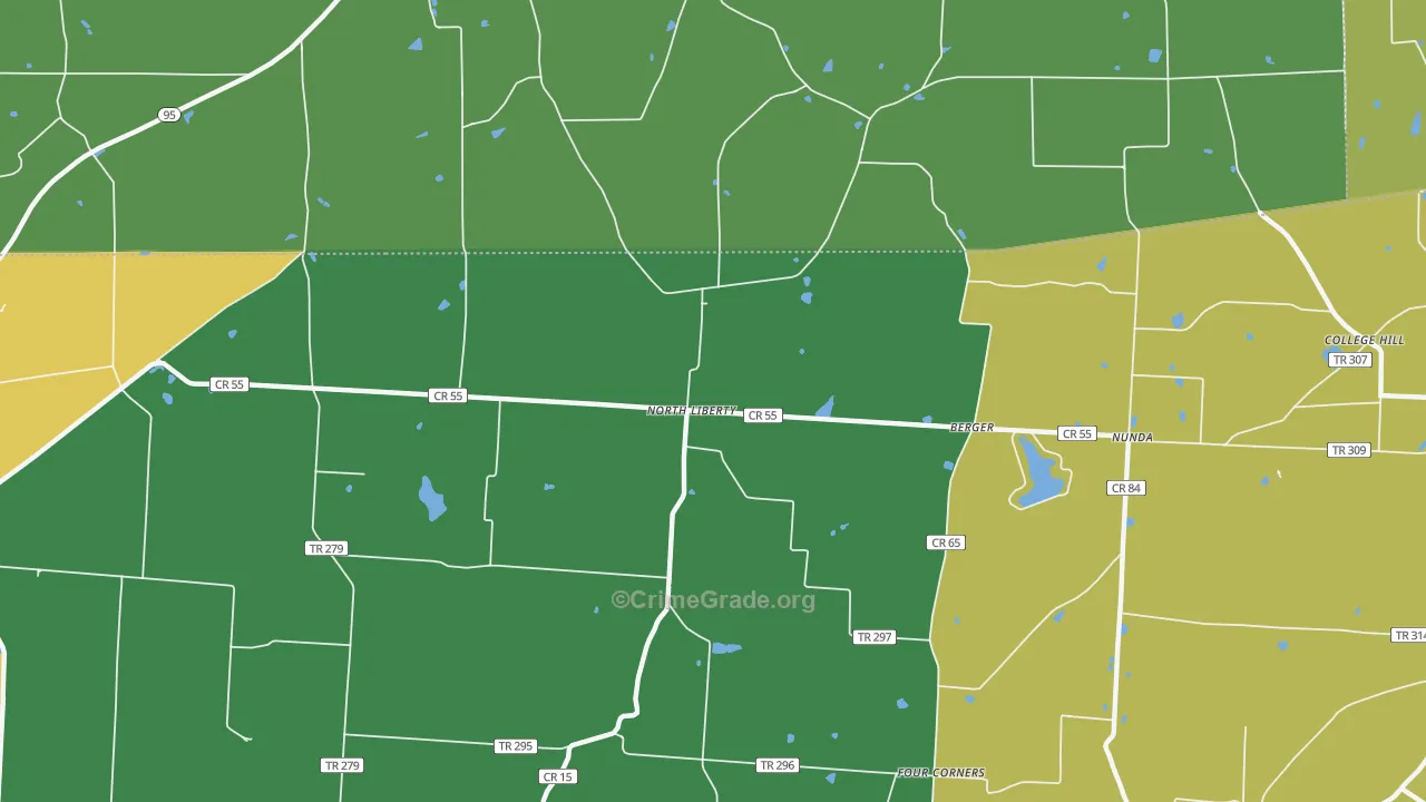 North Liberty, OH Map of Robbery Rates