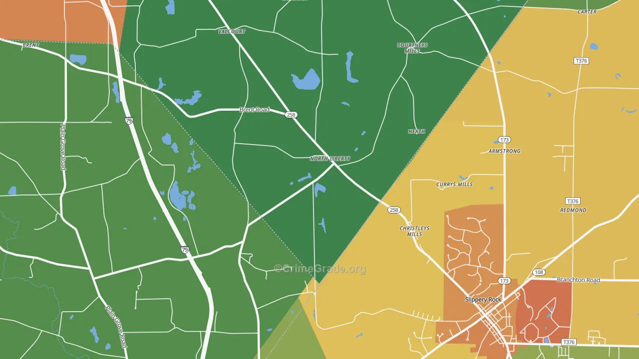 North Liberty, PA Map of Robbery Rates