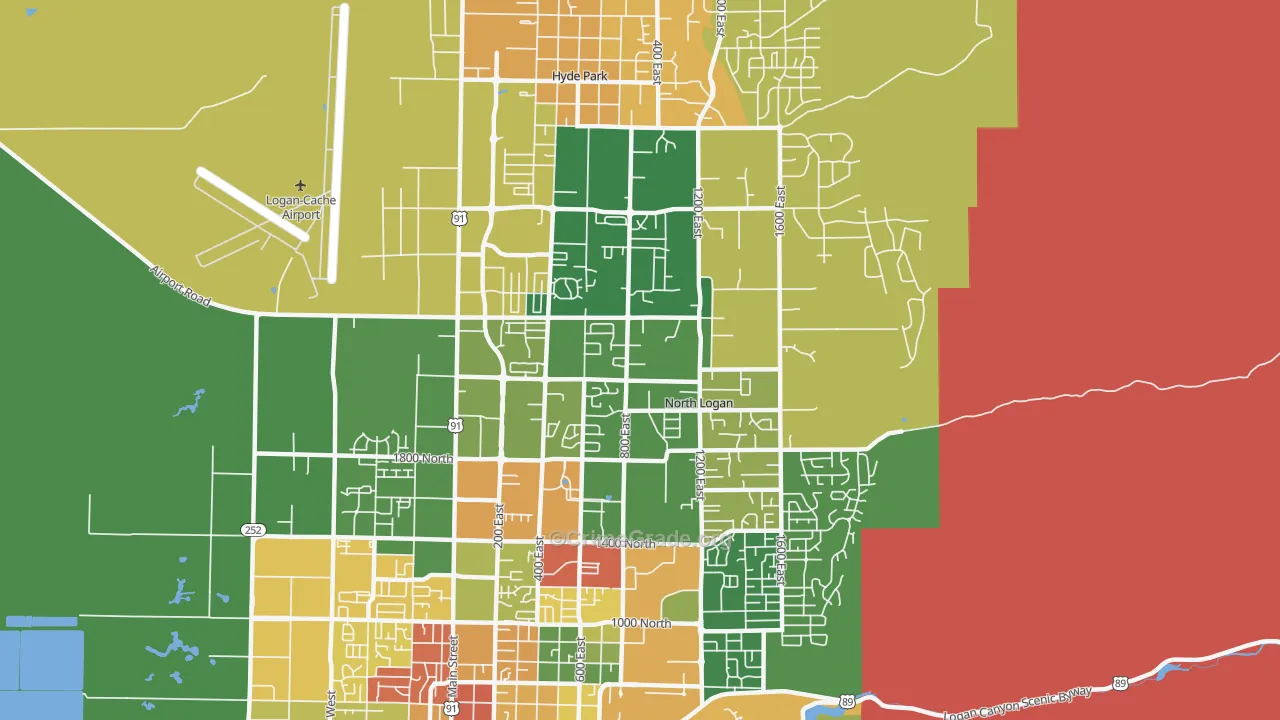 North Logan, UT Map of Robbery Rates