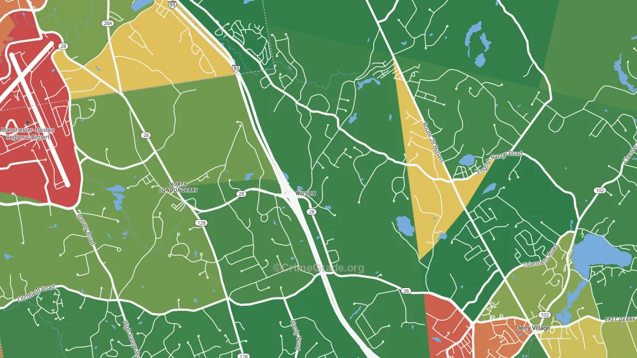 North Londonderry, NH Map of Robbery Rates