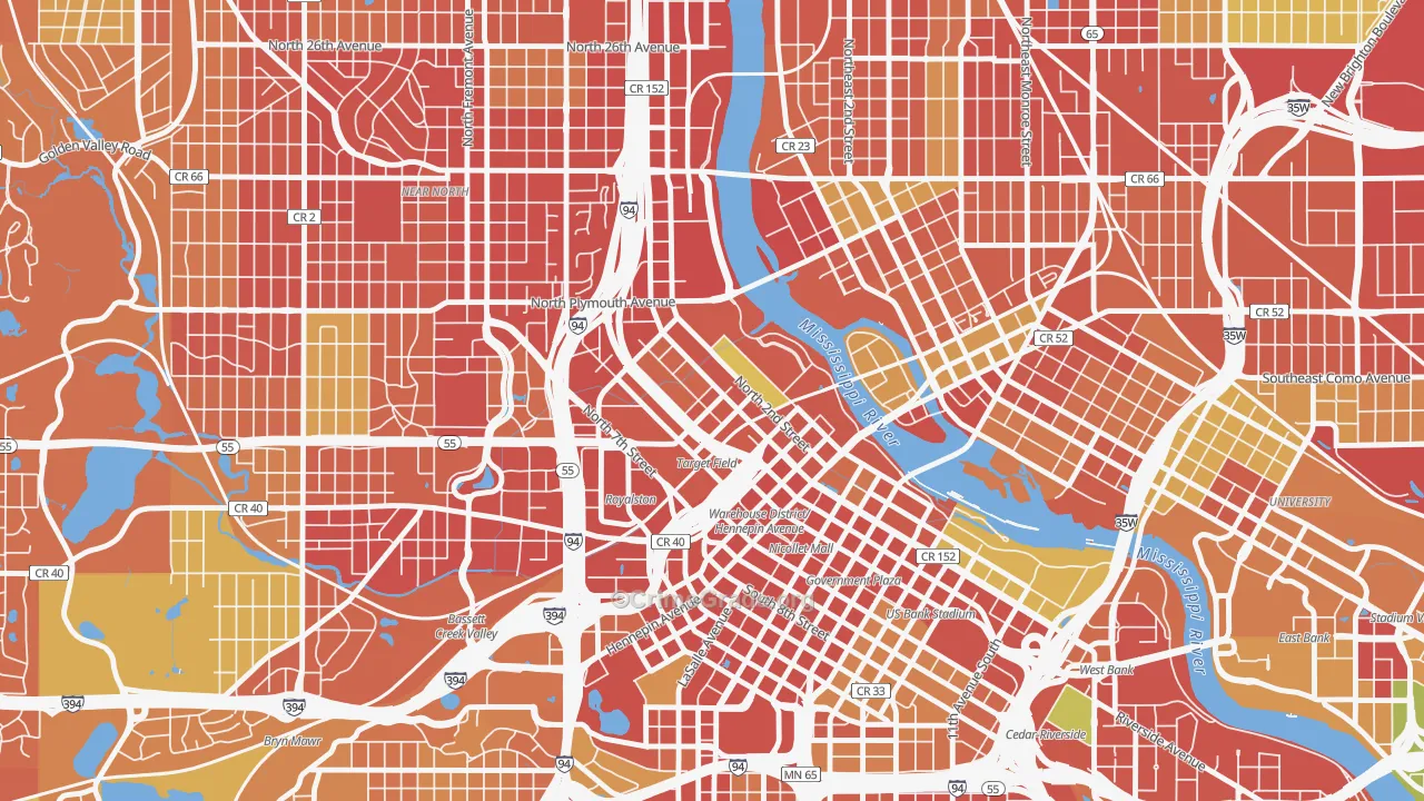 North Loop, Minneapolis, MN Map of Robbery Rates