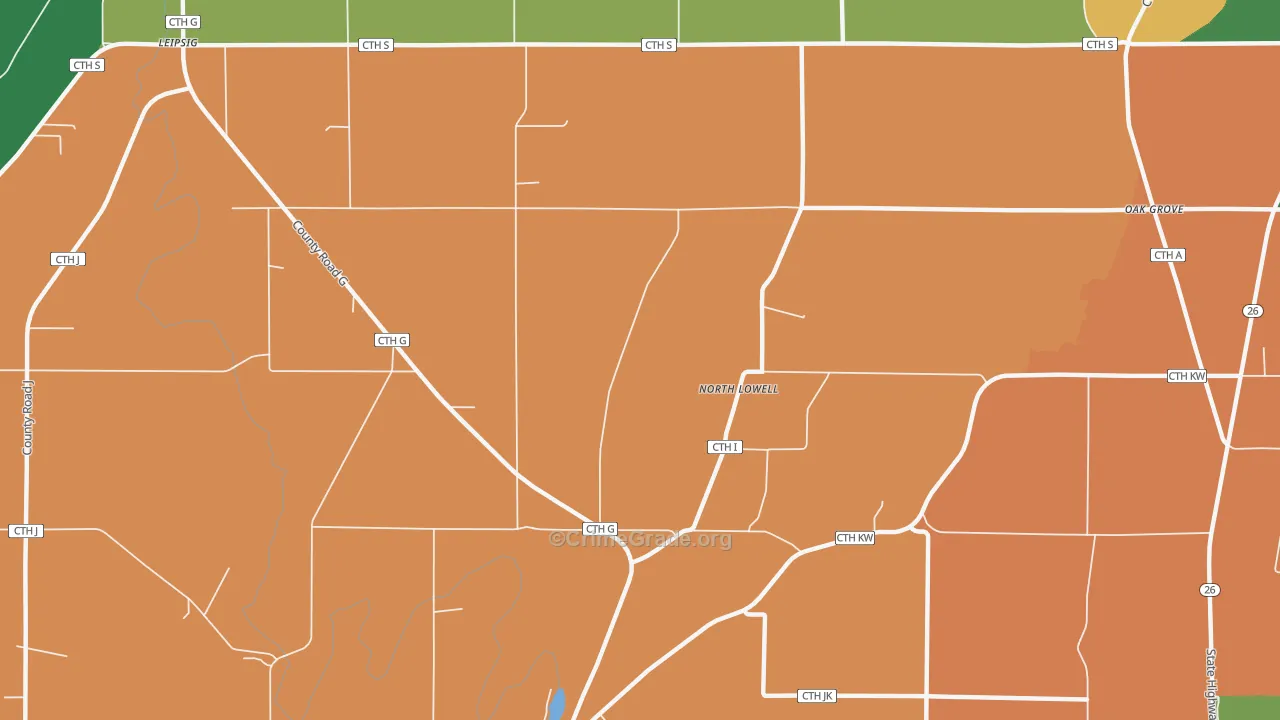 North Lowell, WI Map of Robbery Rates