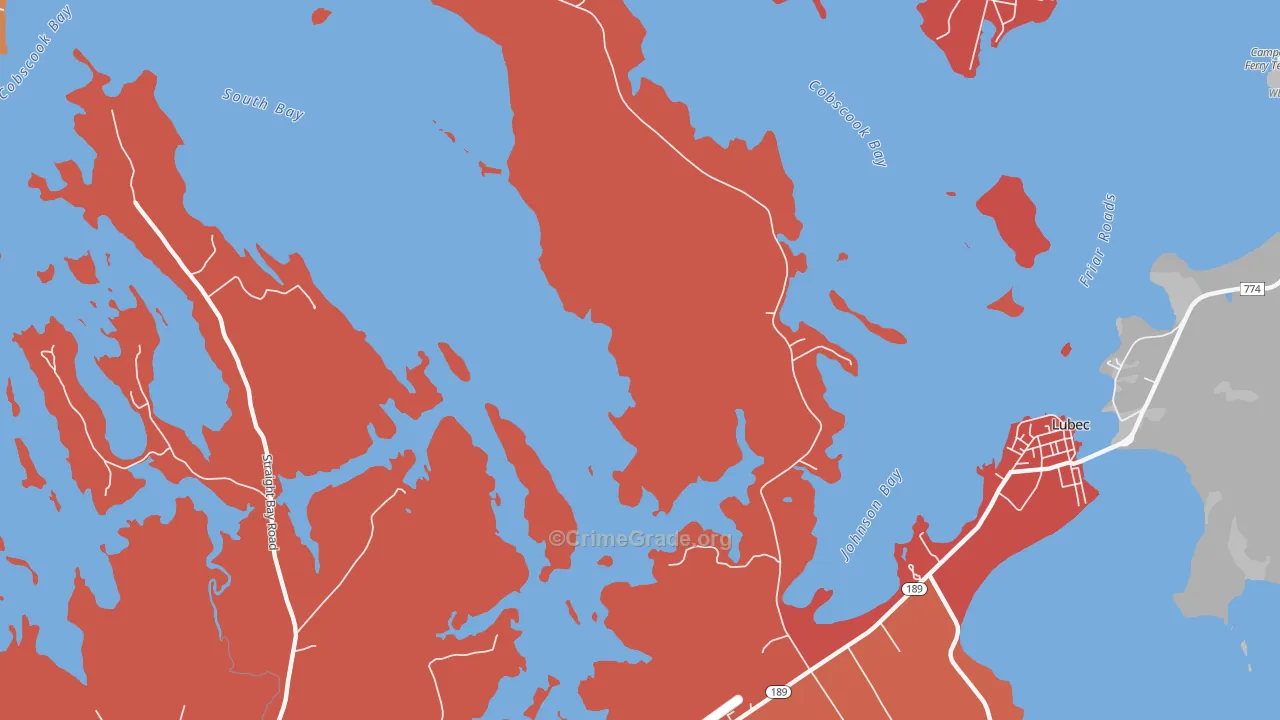North Lubec, ME Map of Robbery Rates