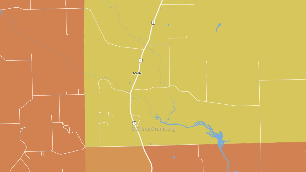 North Lyndon, ME Map of Robbery Rates