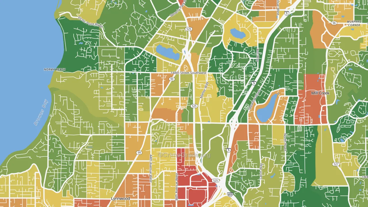 North Lynnwood, WA Map of Robbery Rates