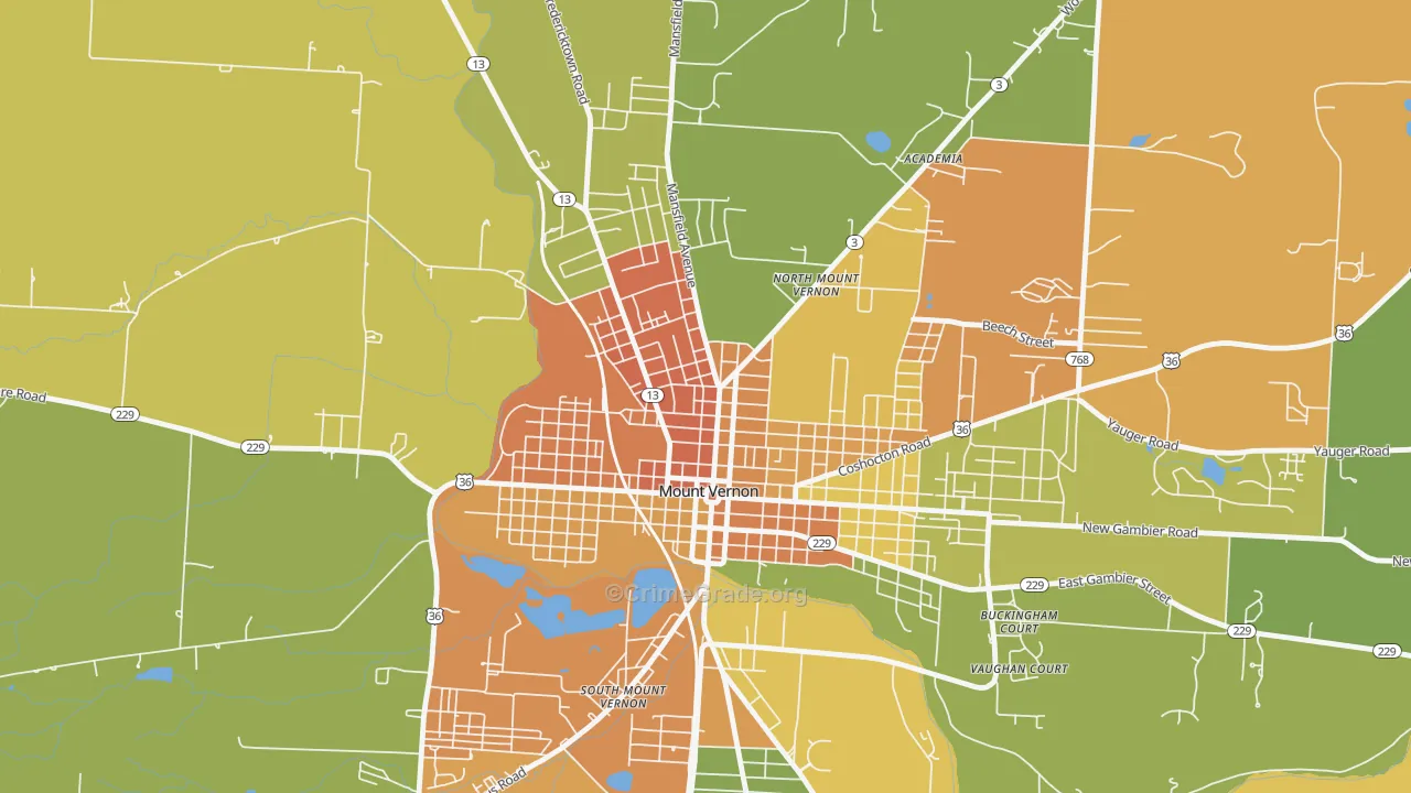North Main Historic District, Mount Vernon, OH Map of Robbery Rates