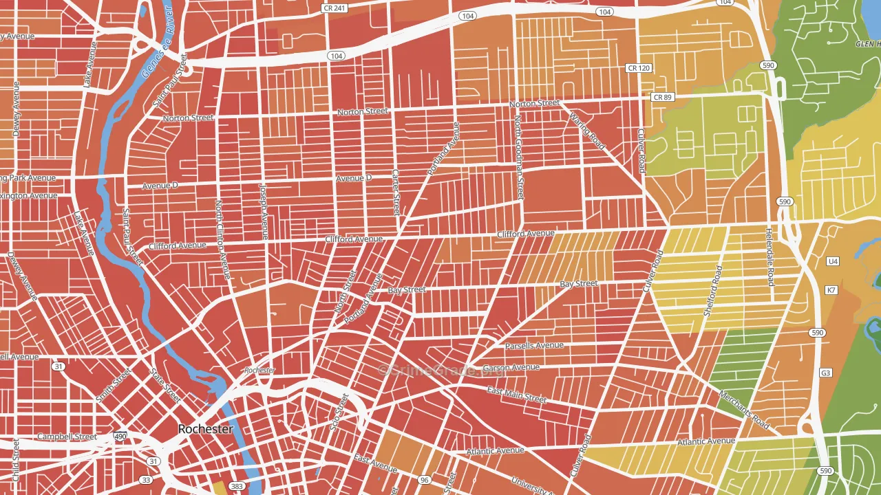 North Marketview Heights, Rochester, NY Map of Robbery Rates