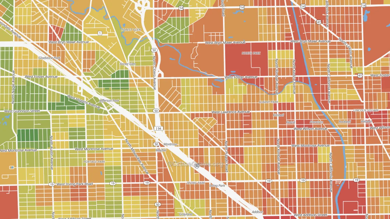 North Mayfair, Chicago, IL Map of Robbery Rates