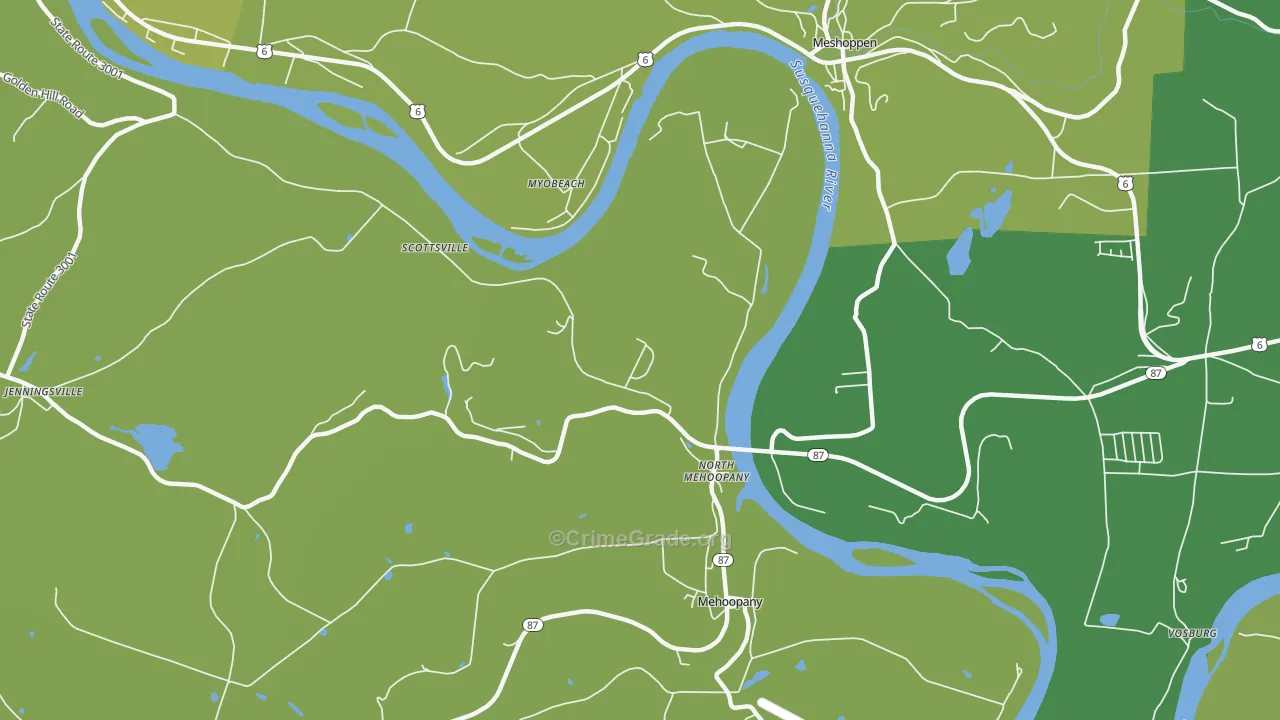 North Mehoopany, PA Map of Robbery Rates