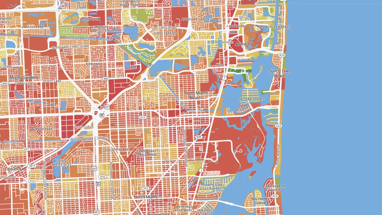 North Miami Beach, FL Map of Robbery Rates