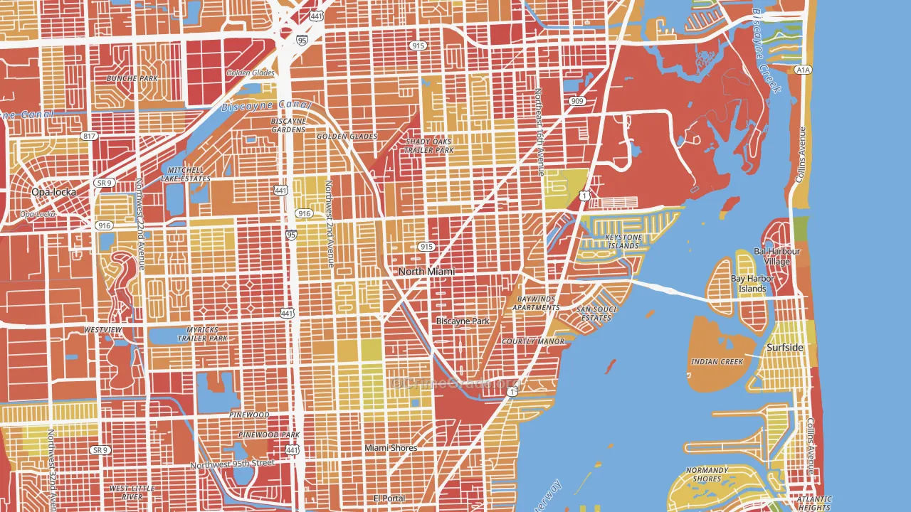 North Miami, FL Map of Robbery Rates