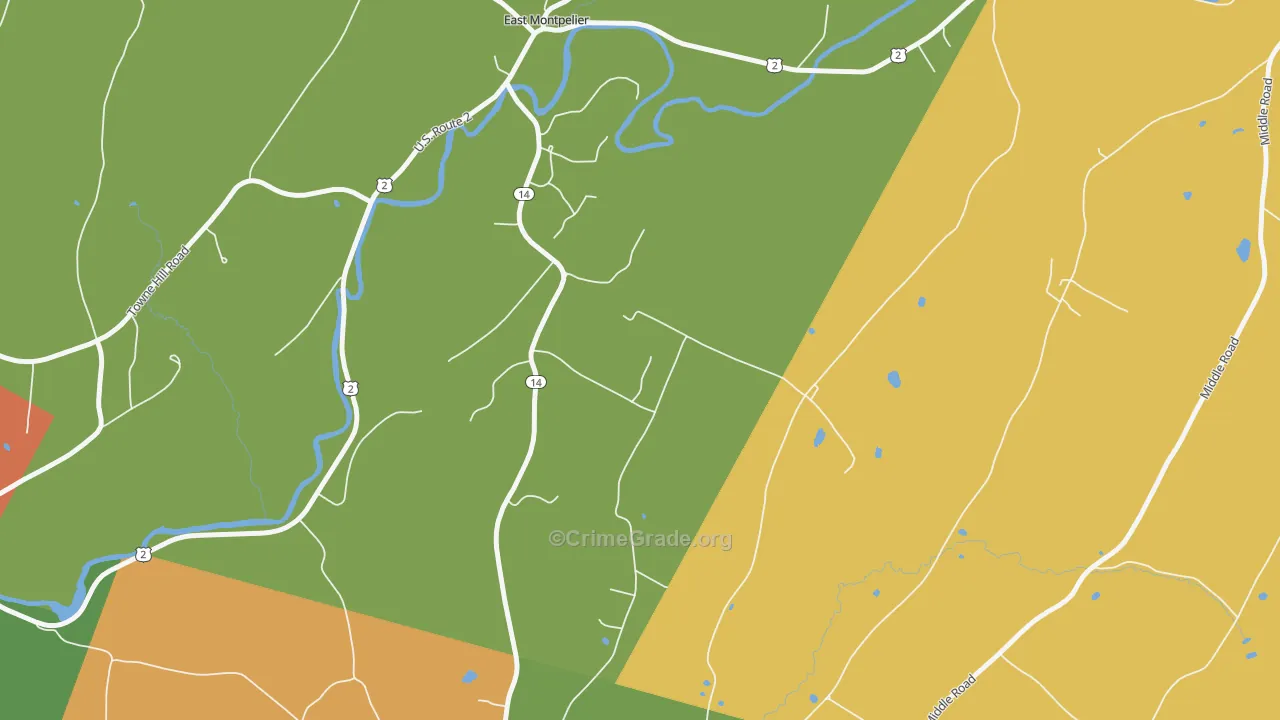North Montpelier, VT Map of Robbery Rates