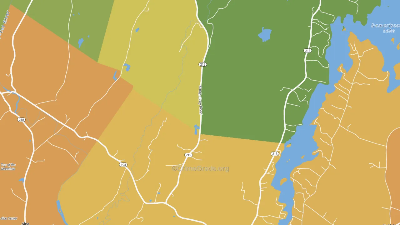 North Newcastle, ME Map of Robbery Rates
