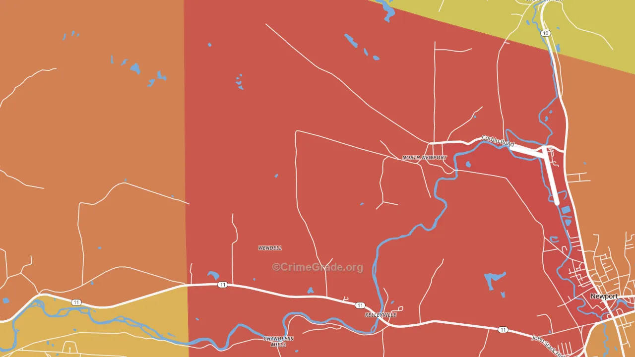 North Newport, NH Map of Robbery Rates