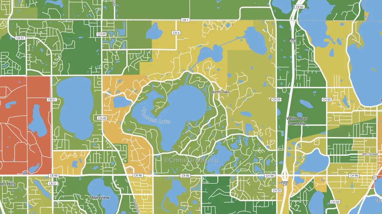 North Oaks, MN Map of Robbery Rates