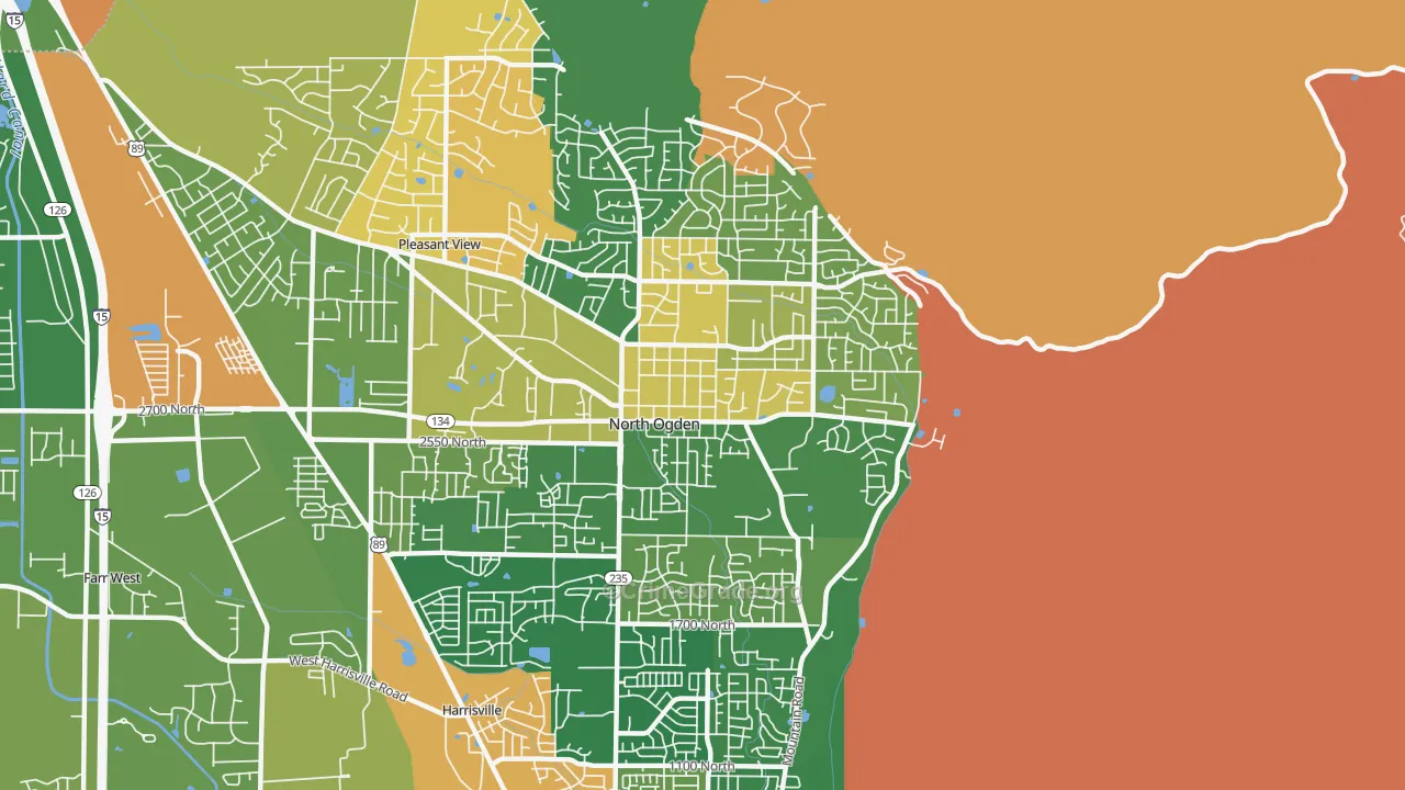 North Ogden, UT Map of Robbery Rates