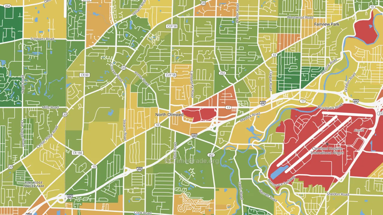 North Olmsted, OH Map of Robbery Rates
