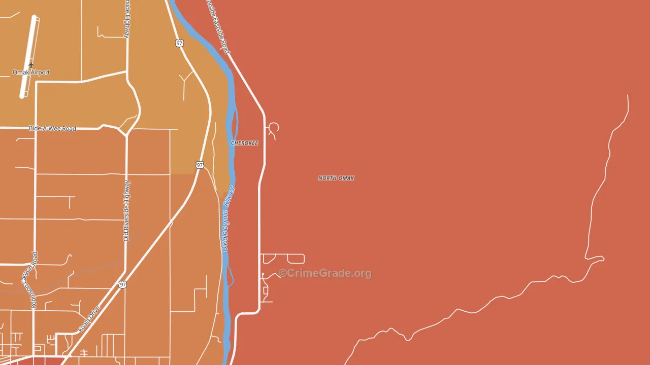 North Omak, WA Map of Robbery Rates