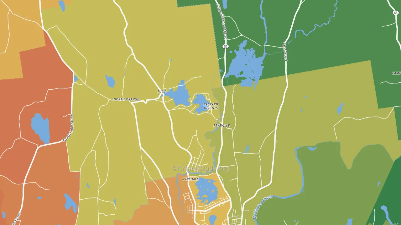 North Orange, MA Map of Robbery Rates