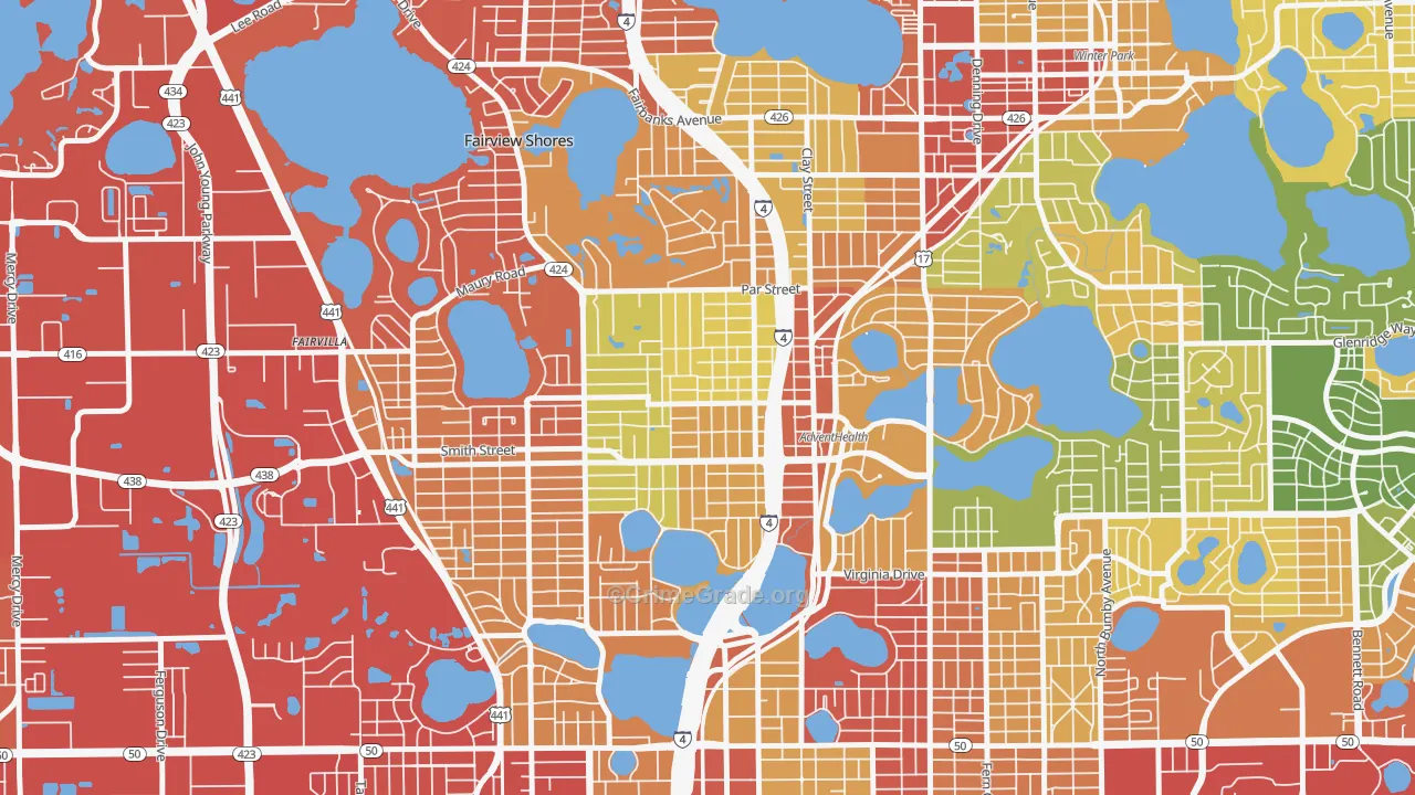 North Orange, Orlando, FL Map of Robbery Rates