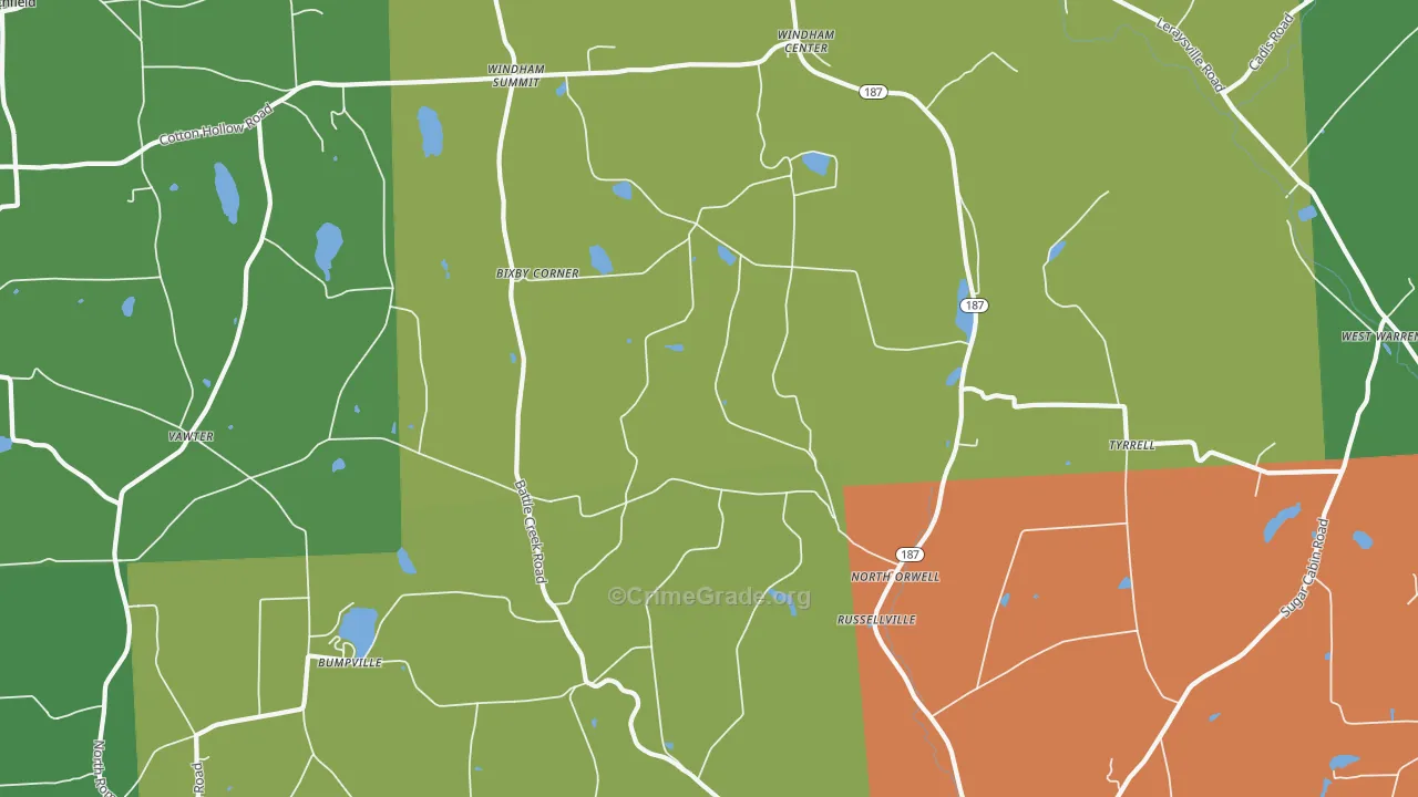 North Orwell, PA Map of Robbery Rates