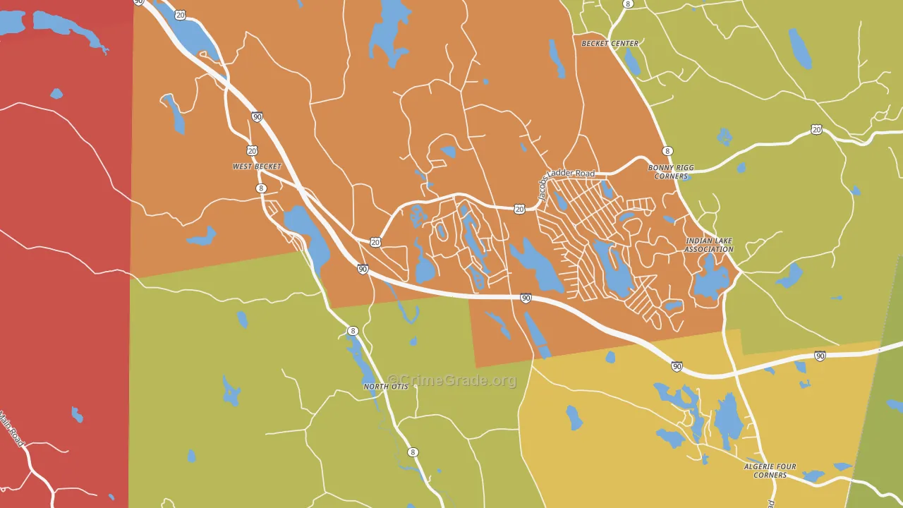 North Otis, MA Map of Robbery Rates