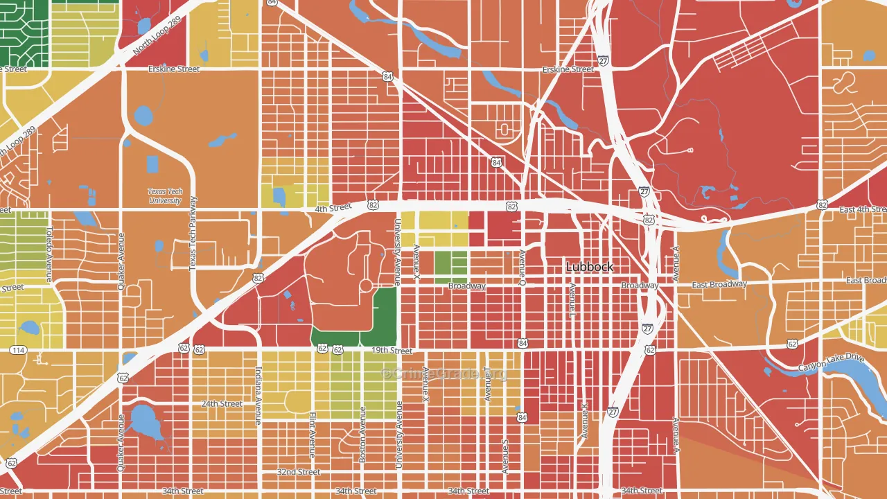 North Overton, Lubbock, TX Map of Robbery Rates