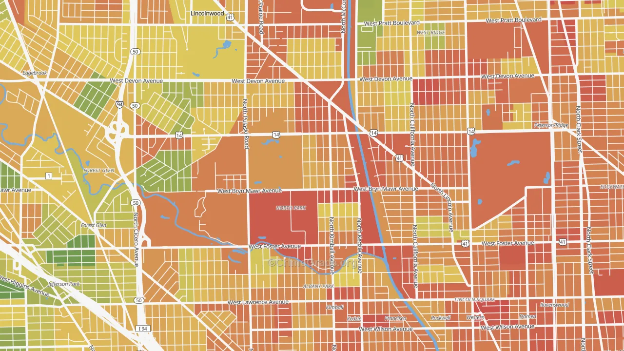 North Park, Chicago, IL Map of Robbery Rates