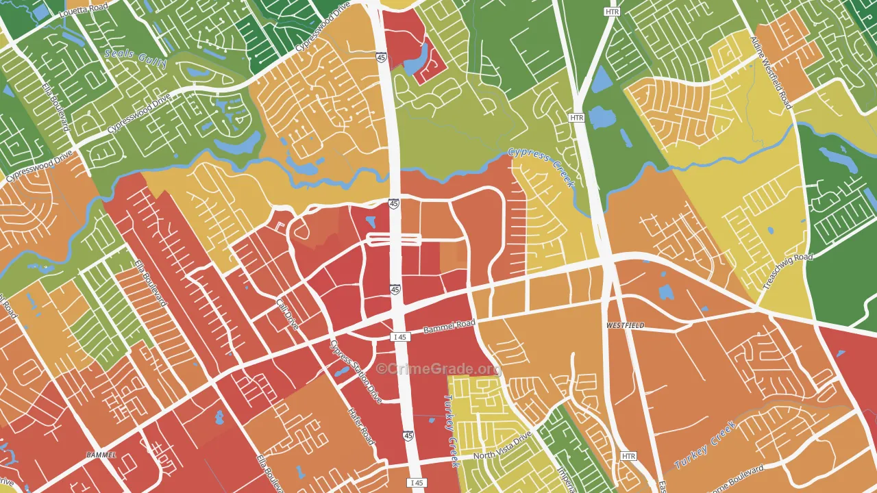 North Park Forest, Houston, TX Map of Robbery Rates