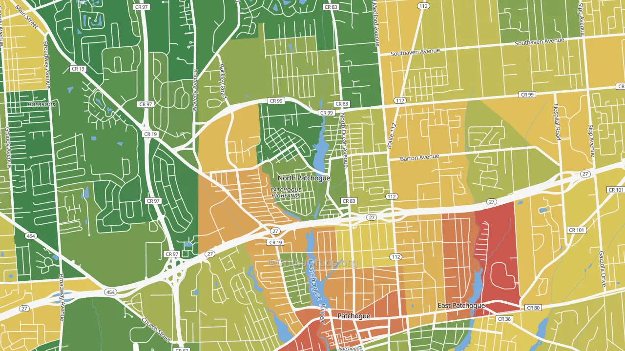 North Patchogue, NY Map of Robbery Rates