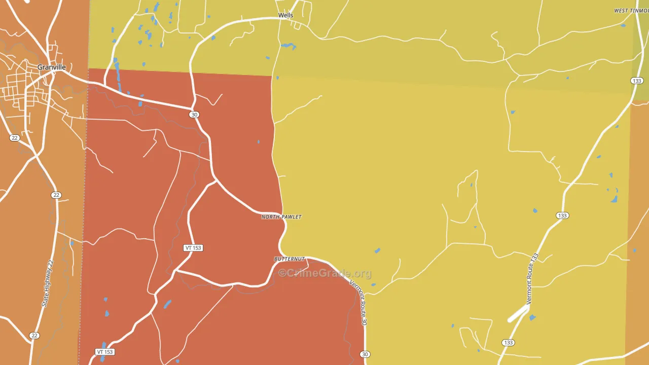 North Pawlet, VT Map of Robbery Rates