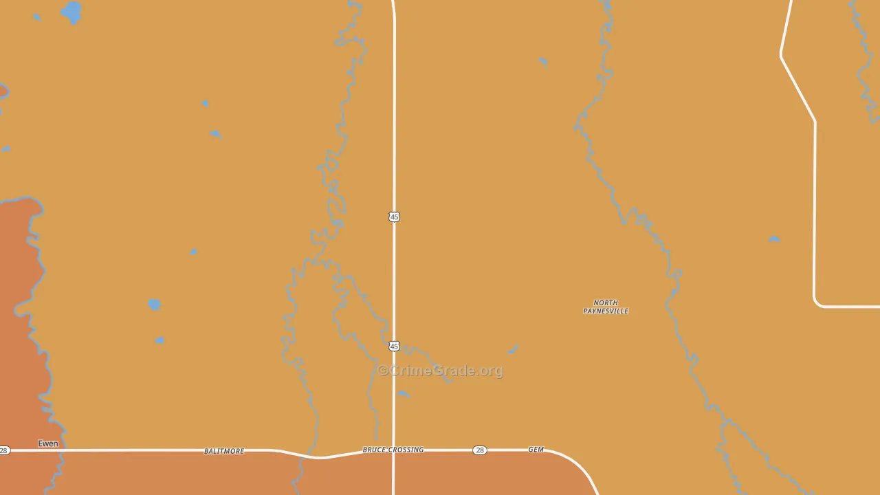 North Paynesville, MI Map of Robbery Rates