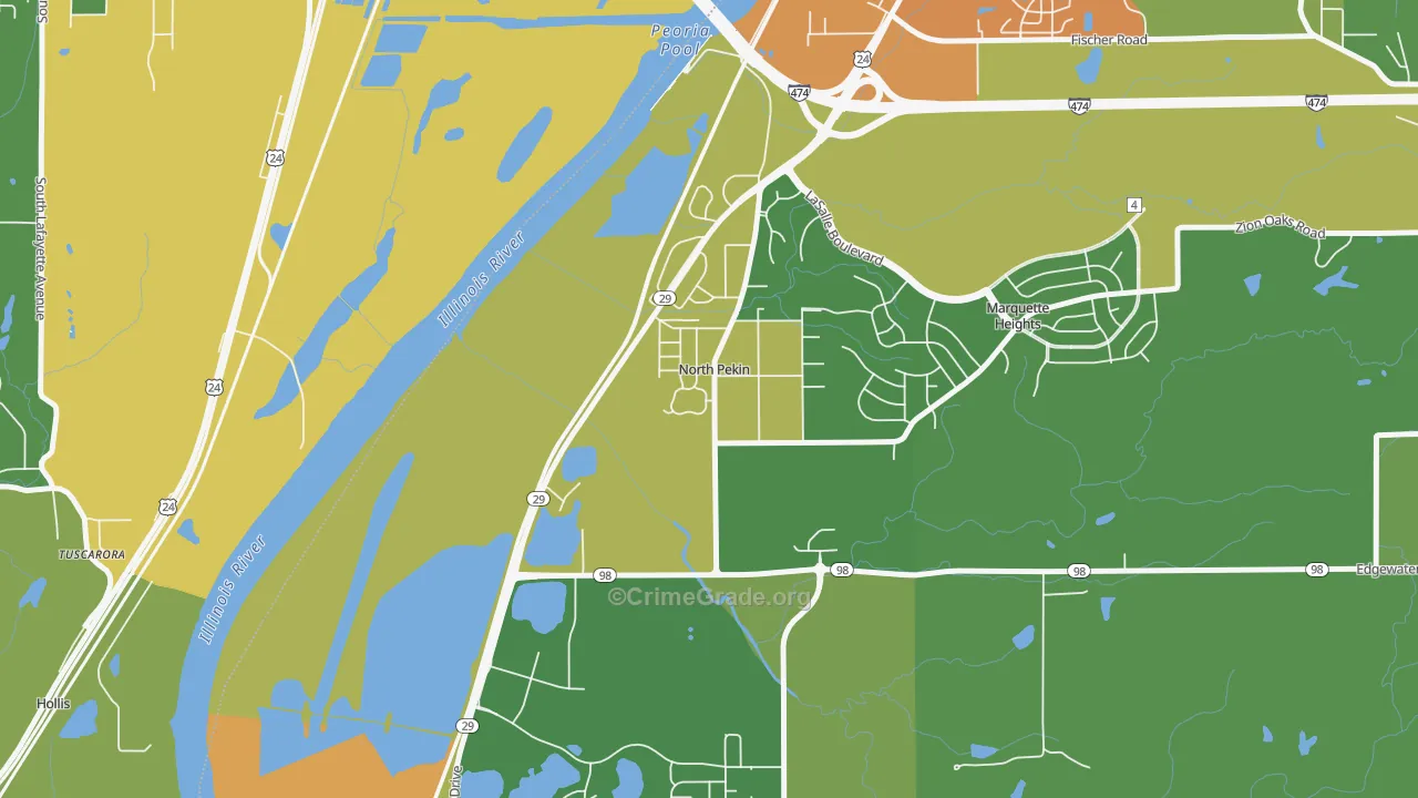 North Pekin, IL Map of Robbery Rates