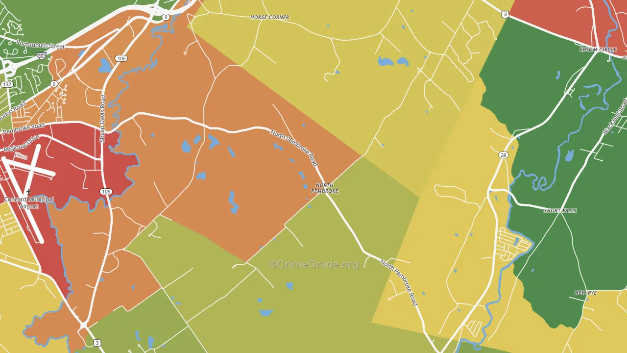 North Pembroke, NH Map of Robbery Rates