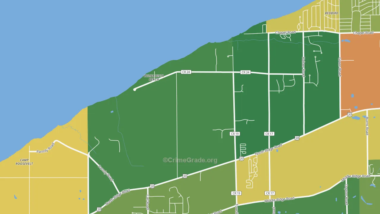 North Perry, OH Map of Robbery Rates