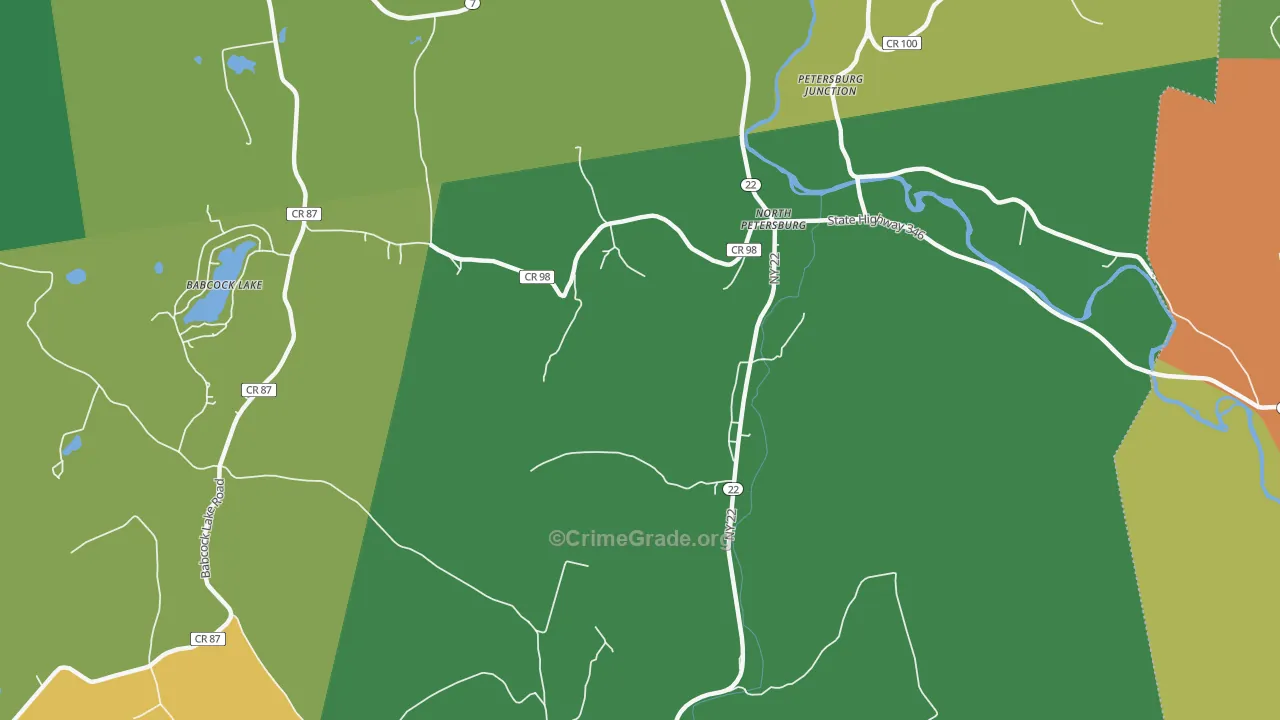 North Petersburg, NY Map of Robbery Rates