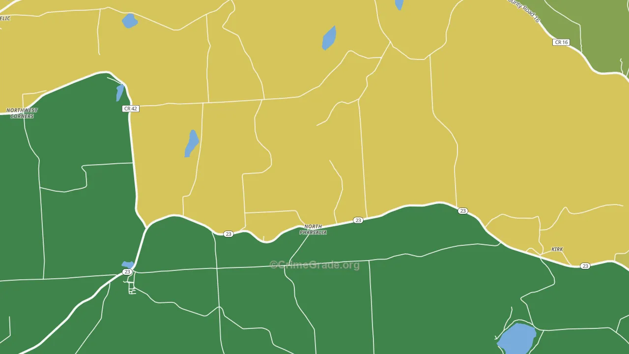 North Pharsalia, NY Map of Robbery Rates