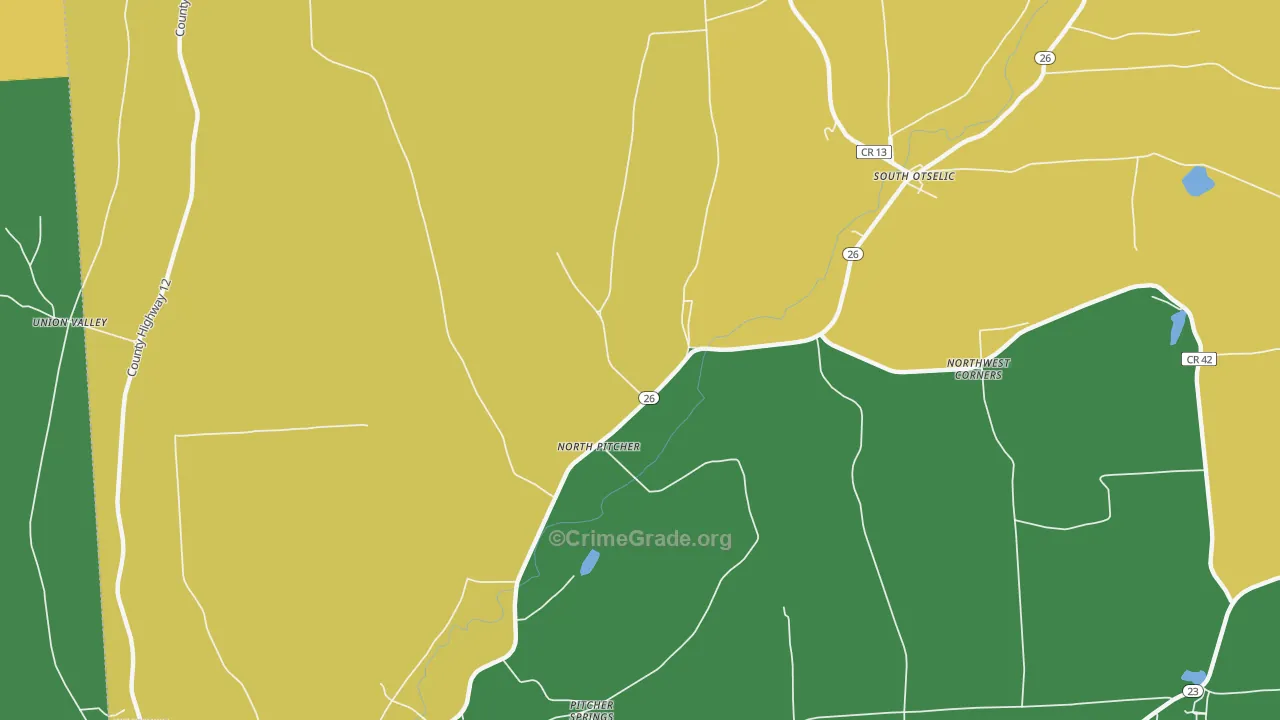 North Pitcher, NY Map of Robbery Rates