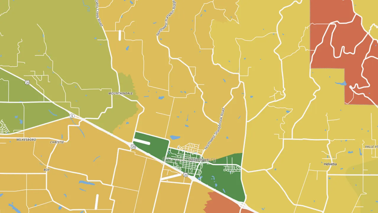 North Plains, OR Map of Robbery Rates