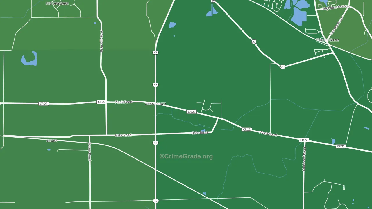 North Plato, IL Map of Robbery Rates