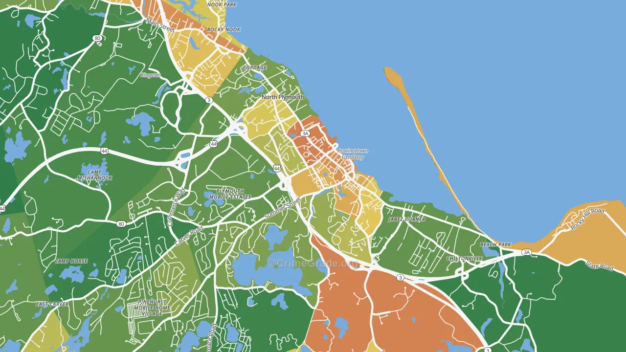 North Plymouth, Plymouth, MA Map of Robbery Rates