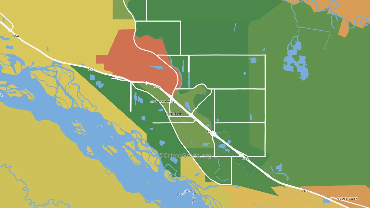 North Pole, AK Map of Robbery Rates