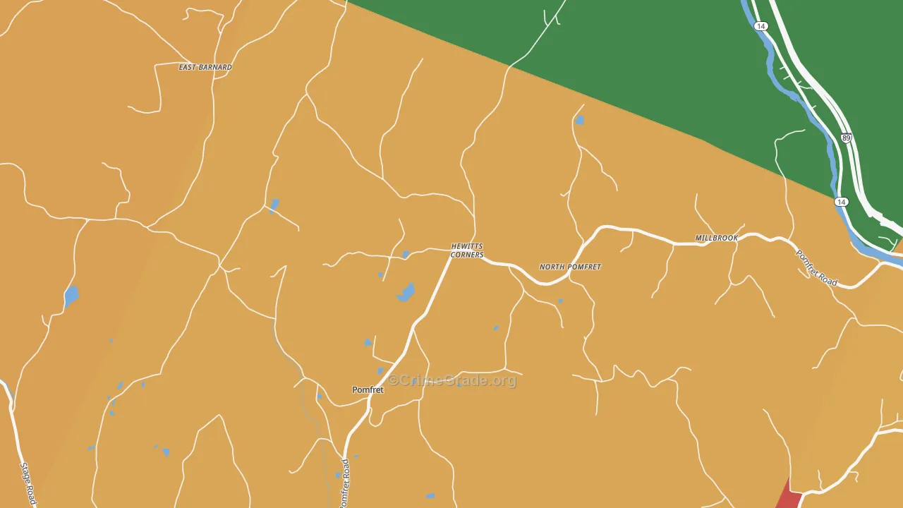 North Pomfret, VT Map of Robbery Rates