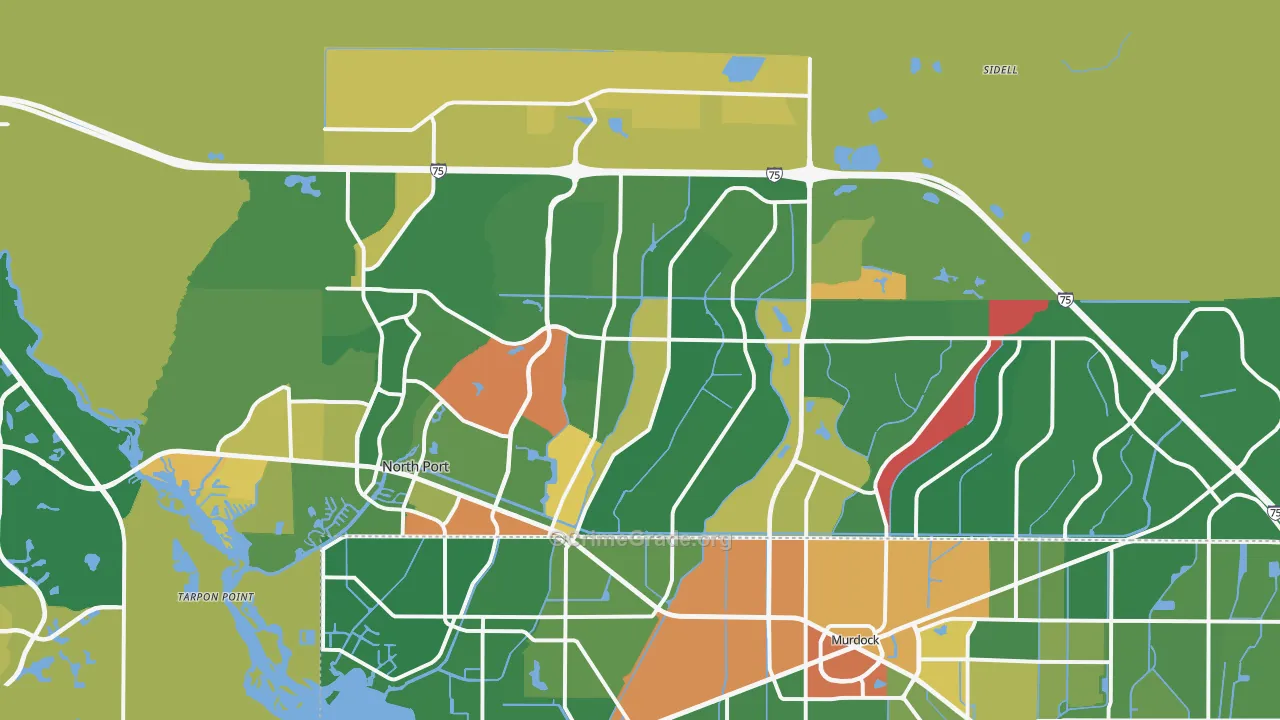 North Port, FL Map of Robbery Rates