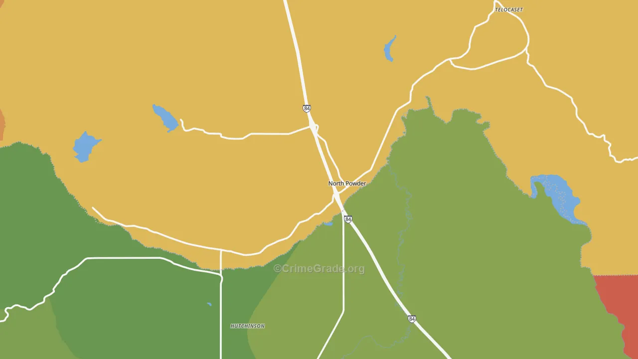 North Powder, OR Map of Robbery Rates