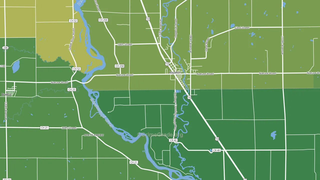 North Prairie, MN Map of Robbery Rates