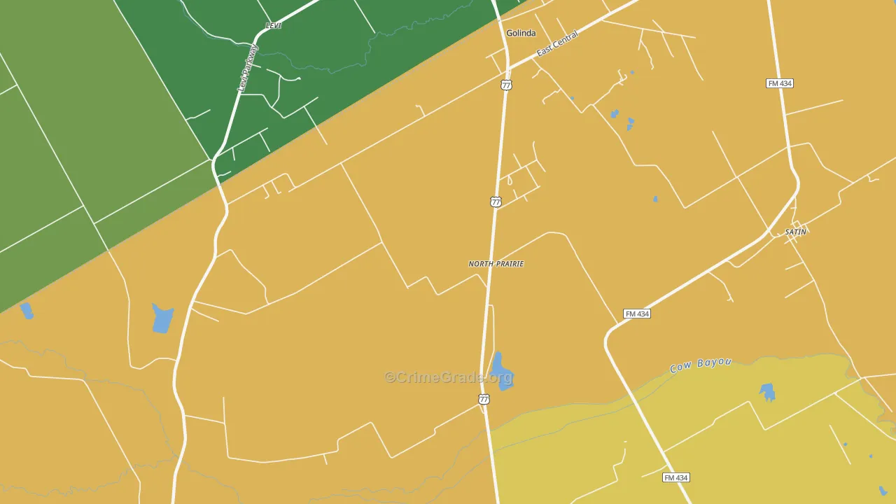 North Prairie, TX Map of Robbery Rates