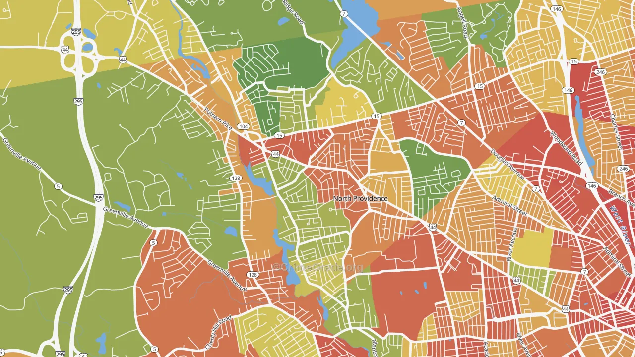 North Providence, RI Map of Robbery Rates