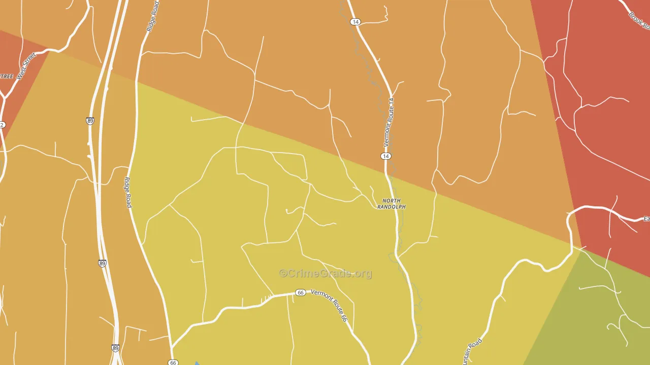 North Randolph, VT Map of Robbery Rates