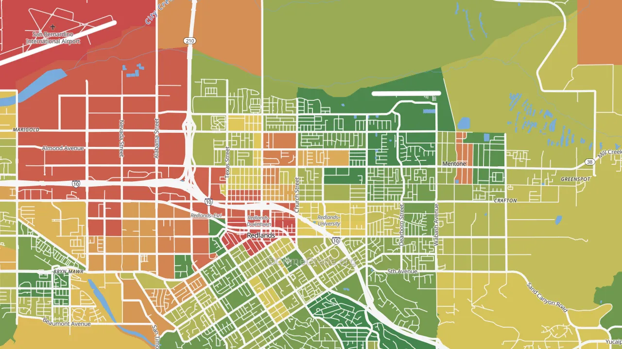 North Redlands, Redlands, CA Map of Robbery Rates